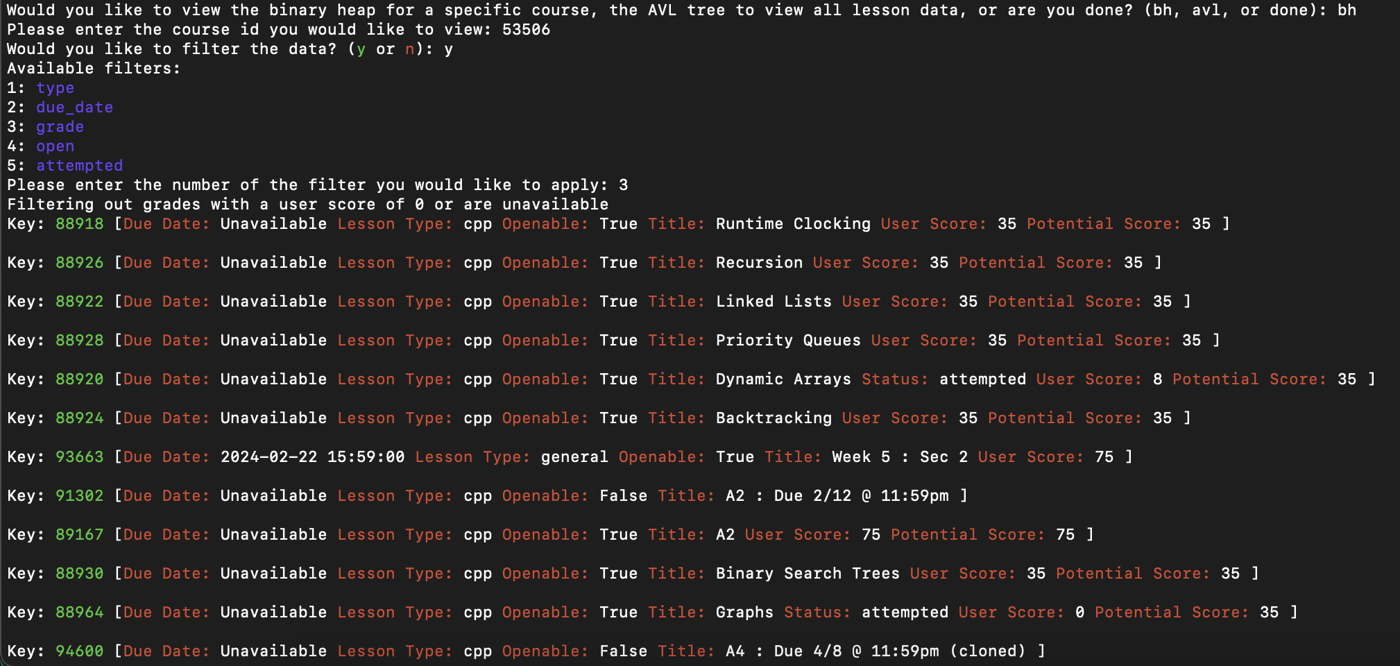 Filter & Assignments